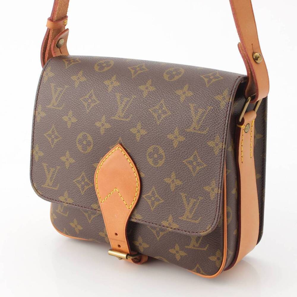 Louis Vuitton Bag Leather Shoulder Cartouchiere Monogram Brown
